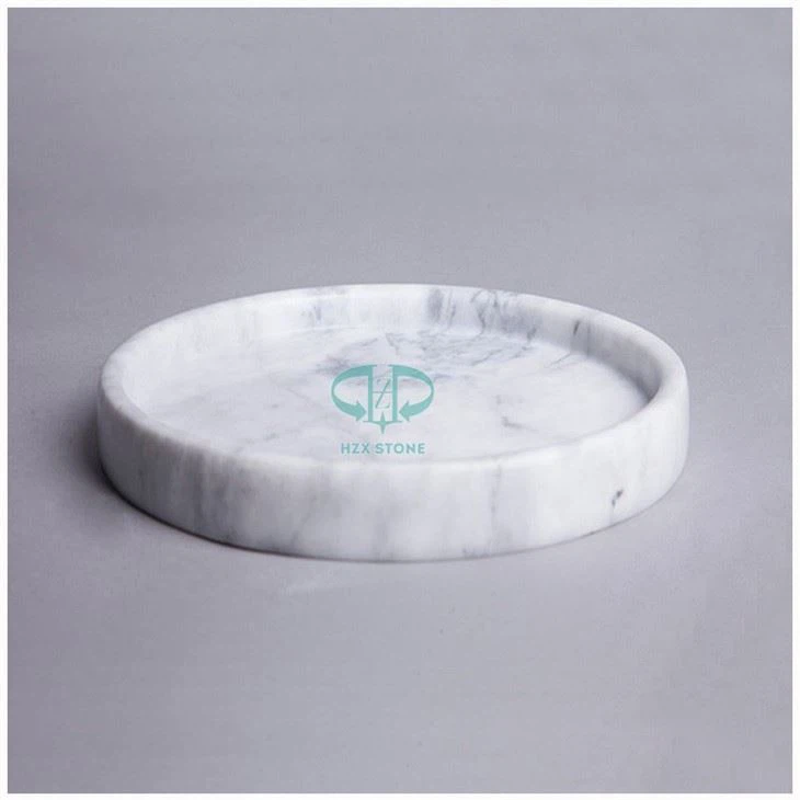 White Marble Round Tray For Vanity Tops